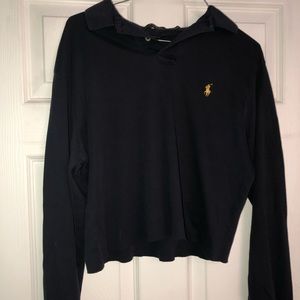cropped long sleeve polo
